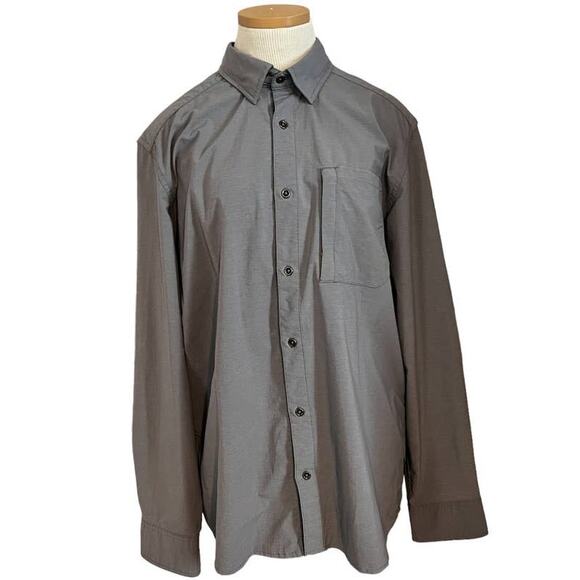 Men's Swiss Tech Button Up Tech Hiking Shirt Size L Grey Travel Gorpcore Preppy - Picture 1 of 13